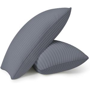 HYLEORY Bed Pillows Queen Size Set of 2 for Sleeping - Luxury Hotel Pillows, Soft & Supportive Down Alternative Microfiber Cooling Pillow for Night Sweats Back/Stomach/Side Sleepers, Grey