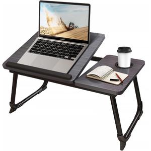 CloudTrip Laptop Desk for Bed or Couch, Lap Desk, Woking in Bed Desk, Home Office Desks, Breakfast Tray, Desk with Cup Holder, Watching Movies in Bed, Laptop Stand for Bed, Fordable Legs Desk (Black)