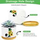 3 x Sunflower Succulent Plant Pots 3 Inch Ceramic Cactus Flower Pots Personalized Initials S Sunflower Gifts for Women Mom Sister,Birthday Housewarming,Wedding,Window Garden Desk Decor