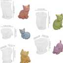 5pcs Cat Silicone Molds, Cute Mini Kitten Candle Mold for Soap Soy Wax DIY Handcraft, Animal Resin Molds Gift Wedding Party Home Dinner Festive Days Car Decoration