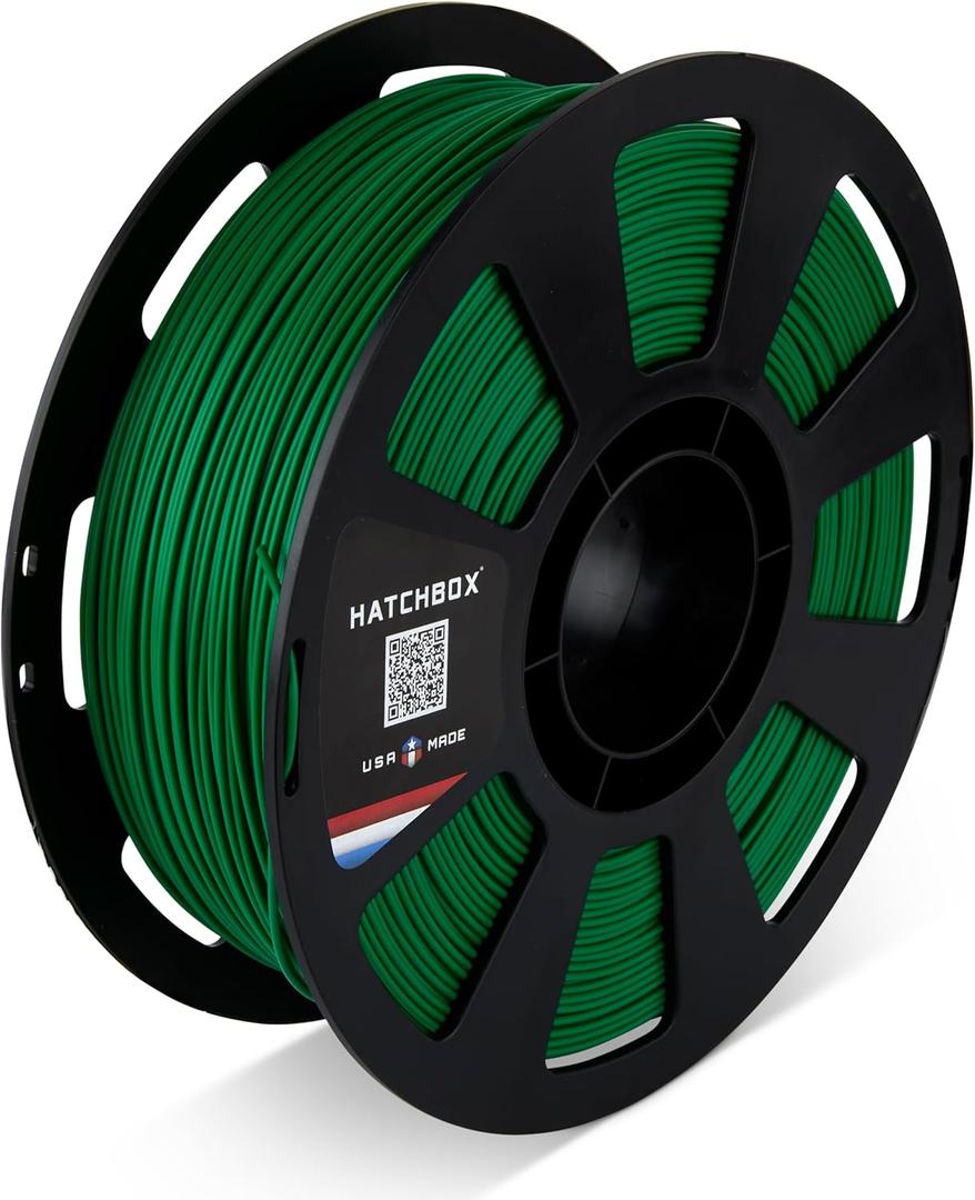 HATCHBOX PLA MAX V2 Green 3D Printer Filament Made in The USA, 1.75mm Diameter 1 KG Spool, Premium USA Made 3D Printing Filament