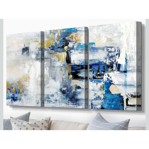GIFTTWART Abstract Blue and Gold Wall Art – Extra Large Canvas for Living Room, Bedroom, Kitchen, Dining Room, Office Decor