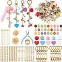 Molirex 288 Pcs Lip Gloss Keychain Making Kit 86 Bag Charms 20 Chains & Lobster Clasps, 150 Clips with Plier Tools Key Chain DIY Craft Jewelry Making Supplies