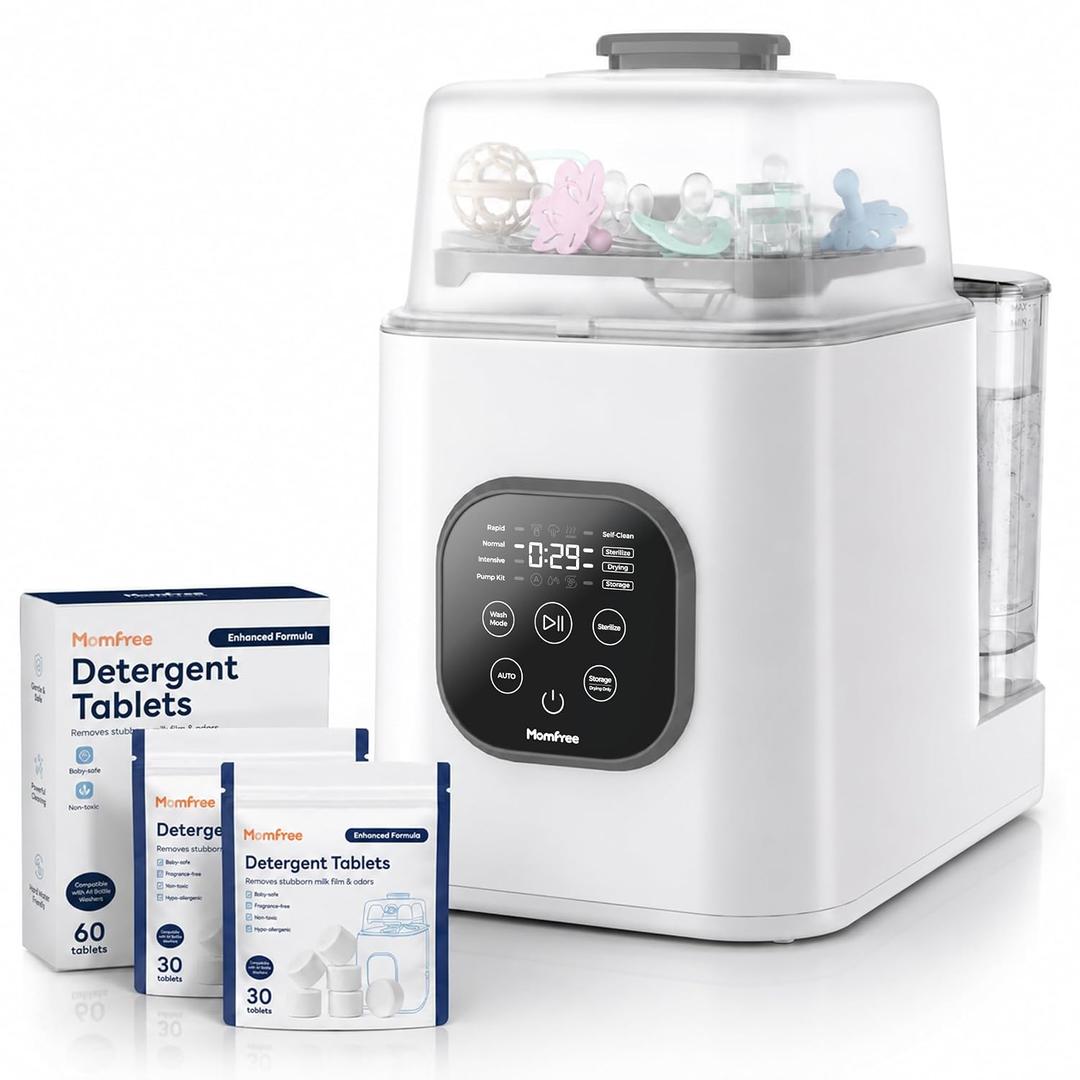 Bottle Washer Sterilizer and Dryer, All-in-One Bottle Cleaner Machine with Steam Cleaning & Hot Air Drying, Large Capacity Automatic Baby Bottle Washing Machine for Bottles and Pump Parts