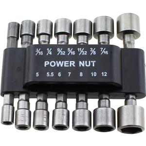 RLECS 14PCS Power Nut Tool Driver Drill Bit Set Carbon Steel Socket Wrenches Universal 1/4 inch Hexagonal Shank Suitable for Electric Drills and Quick Change Collets