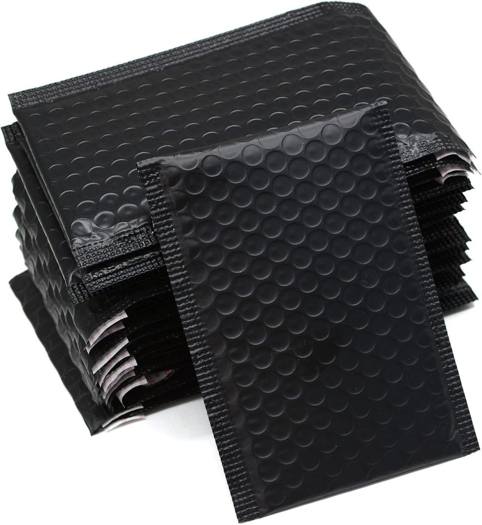 25 Pack 4x6 Inches Small Black Poly Bubble Lined Mailers Padded Shipping Envelopes Self Seal Mailer Waterproof, Shockproof and Dustproof (Black 4x6 Inches-25pcs)