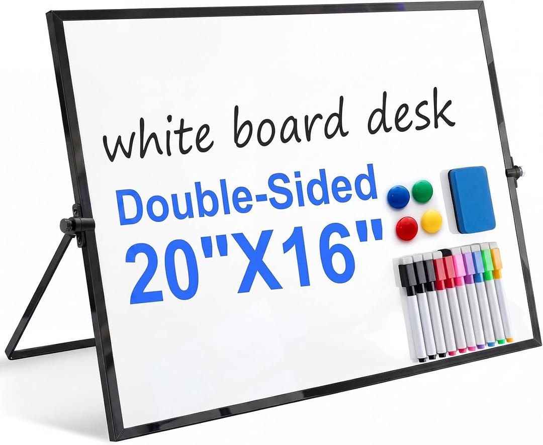 20x16 Inch Dry Erase White Board, Magnetic Double Sided with Stand, White