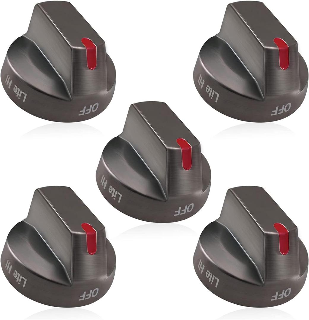 Upgraded Samsung Stove Knobs - Black Stainless Steel, Gas Stove & Oven Knobs Replacements (5Pack) Compatible with NX58M6850SG, NX58J7750SG, NX58J5600SG, NX58K7850SG