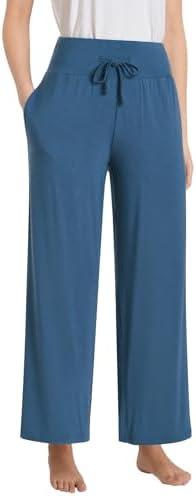 Pintage Women's Petite Lounge Pants With Pockets Wide Leg Size L