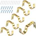 Frienda 6 Pcs Curtain Rod Brackets Adjustable Holder Wall for 1 Inch Diameter Curtain Rod General Bracket Hooks with Screws (Gold)