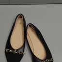 BABUDOG Women's Black Flats Shoes,White Dress Shoes for Women,Crimping Faux Suede Ballet Flats Comfortable Size 8/39