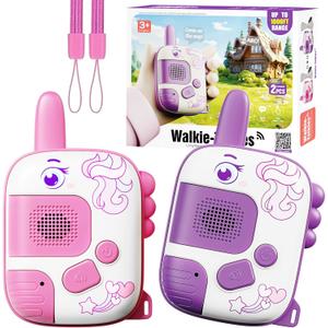 Walkie Talkies for Kids Ages 3-9 - 2 Pack Outdoor Adventure Toys with 1000ft Range,Unicorn Toys Birthday Gifts for 4 5 6 7 8 Year Old Girls Easter Gifts Valentines Gifts for Kids (Unicorn-Pink&Purple)