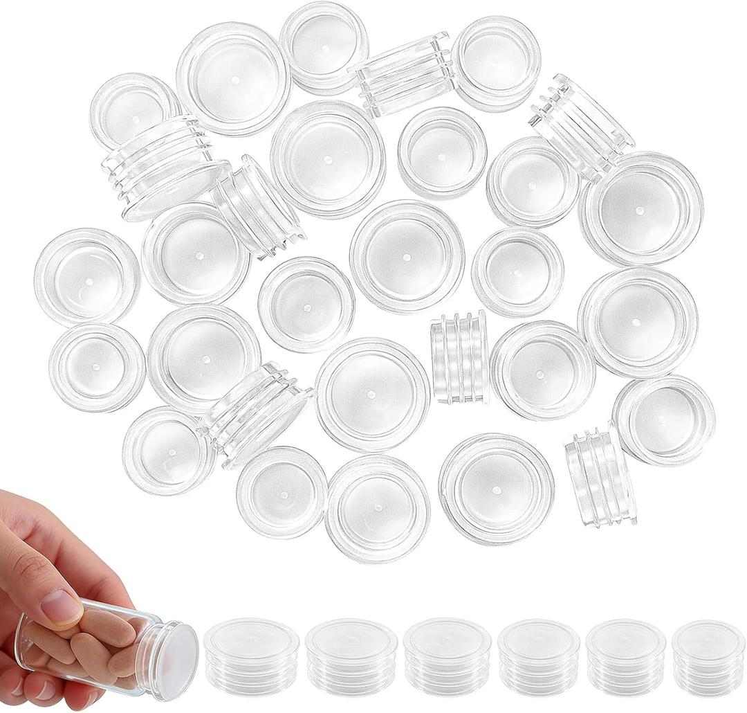 30PCS Salt and Pepper Shaker Stoppers Plugs, 6/7/9/10/11/12 MM Plastic Stoppers for Salt and Pepper Shakers, Shaker Bottle Stopper & Round End Caps for Bottles Plugs Bottom, Salt and Pepper Plugs