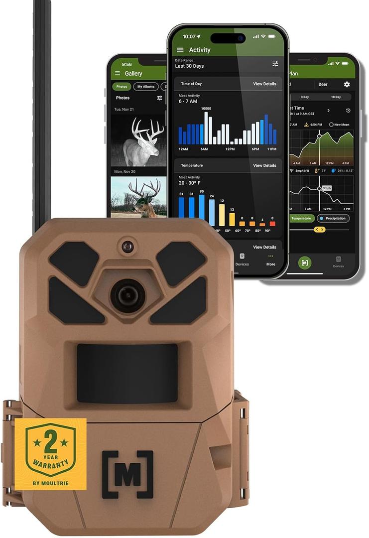 Moultrie Edge 3 Cellular Trail Camera - 40MP HD Photo Capture - 1080p Low-Glow Flash - GPS - Multi-Carrier Auto-Connect - Built-in Memory - 0.5s Trigger Speed - AI Buck Detection