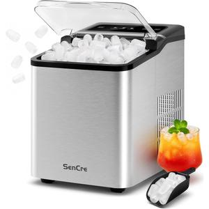 Ice Makers Countertop, 26.5Lbs/24H Ice Machine with 2 Sizes Bullet Ice, 9 Ice Cubes Release in 6 Mins, Self-Cleaning Portable Ice Maker with Ice Scoop and Basket for Home Kitchen Office Bar RV