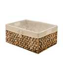 Rectangular Woven Seagrass Storage Bins with Handle,Kingwillow. (water hyacinth, Medium)