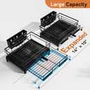 Laveshop Dish Drying Rack - Expandable Rack, Large Capacity Dish Drainer for Kitchen Counter, Rust-Proof with Utensil Holder, Black