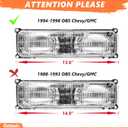 Headlights w/Bumper Lights Assembly compatible with 1994-1999 Chevy GMC C/K Silverado 1500 2500 3500 Suburban Yukon,Replace GM2520128 GM2521128