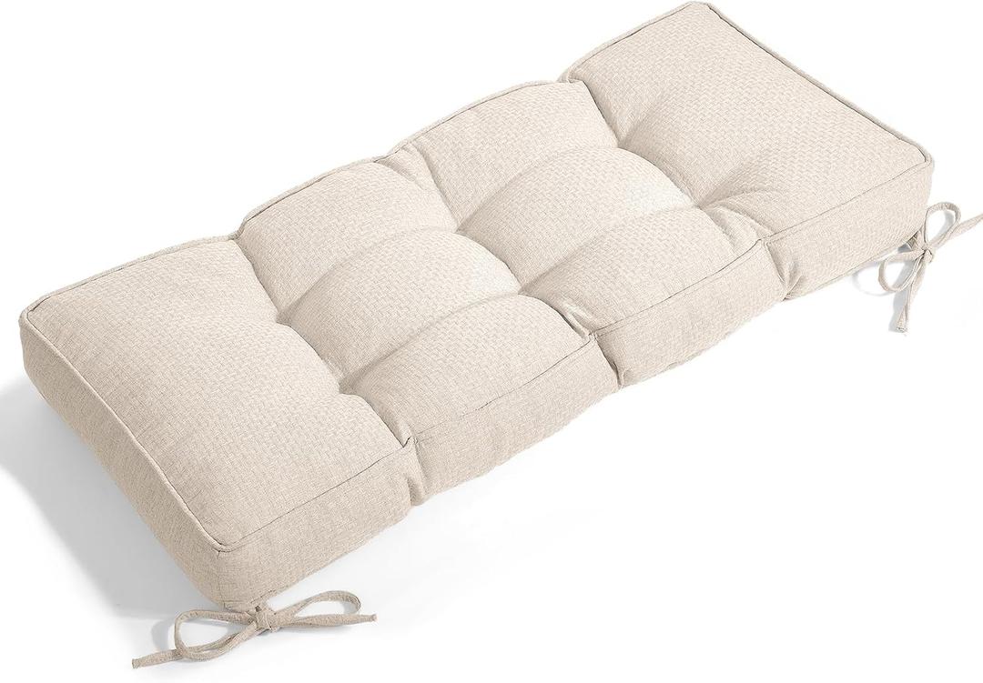 Detiblue Bench Cushion for Indoor Furniture36x14x4Inch Tufted Bench Seat Cushion with Non-Slip, Comfortable and Durable for Shoe/Entryway/Storage with CushionCrossLinen Beige (36x14inch)
