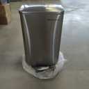 SONGMICS Trash Can with Lid, 8 Gallon Waste Bin, Small Stainless Steel Step Pedal Trash Can with Inner Bucket, Soft Close, Kitchen, Silver ULTB03NL