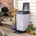 Keter Rockford Resin 38 Gallon Outdoor Kitchen Trash Can with Lid and Drip Tray for Easy Cleaning-Perfect for Patio Dining, Grey