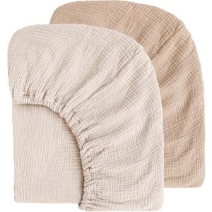 MairMore Muslin Crib Sheets for Baby Girls and Boys, Neutral Fitted Baby Bed Sheets for Standard Crib & Toddler Mattress - Soft and Breathable - 52"x28" (Ash & Ivory)