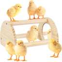 3 x Pine Chicken Perch with Mirror, Strong Chick Jungle Gym Roosting Bar, Chicken Toys for Coop and Brooder, Training Perch Toys for Large Bird, Parrot, Macaw, Hens (Small)