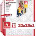 Honeywell 20x25x1 MERV 11 Allergen Reducer 11000 Electrostatic Pleated HVAC AC Furnace Air Filter (4-Pack) | Replacement Filter for Home Use | Made in USA