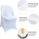 50 Pcs White Folding Chair Cover Washable Removable Universal Fitted Chair Cover Protector for Wedding Party Banquet Holidays Celebration Decoration Chair Covers