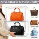 3 Pack XXX-Large Acrylic Purse Box Organizer 17.3x13x13'' Clear Handbag Organizer Acrylic Box Display Case with Magnetic Attraction Lid, Showcase for Tote Bag, Helmet, Tall Boots, Super Large Figures