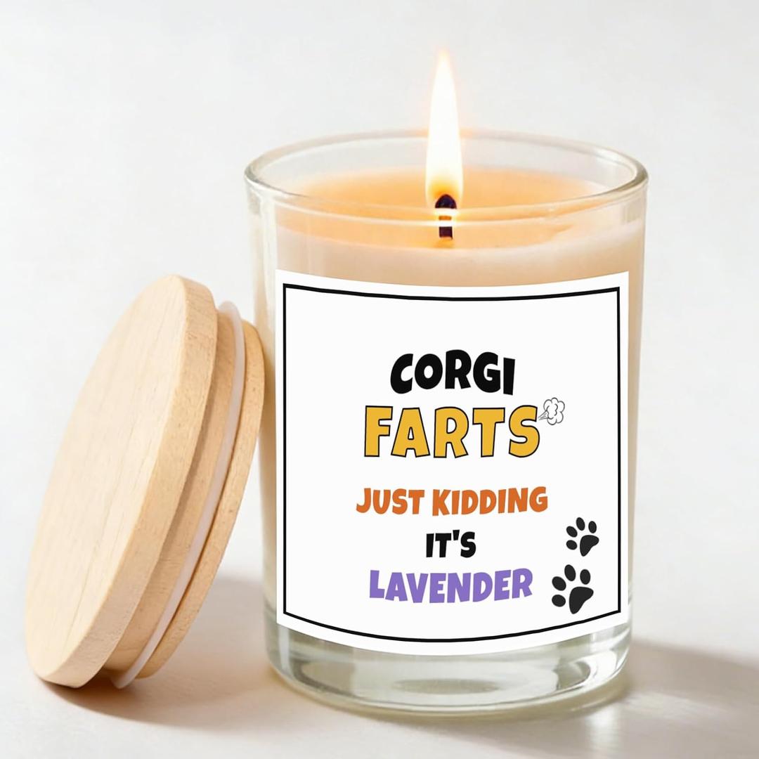 Corgi Gift – Funny Lavender Soy Candle Gift for Corgi Owners, Dog Lovers & Dog Moms – Stress Relief Aromatherapy for Women - Corgi Decor
