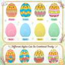 Yousoontic 8 Pcs Easter Egg Table Decor Wooden Nesting Chick Egg Signs Farmhouse Easter Tiered Tray Decor Colorful Polka Dot Stripe Eggs Tabletop Centerpiece Spring Decorations for Home Office Shelf