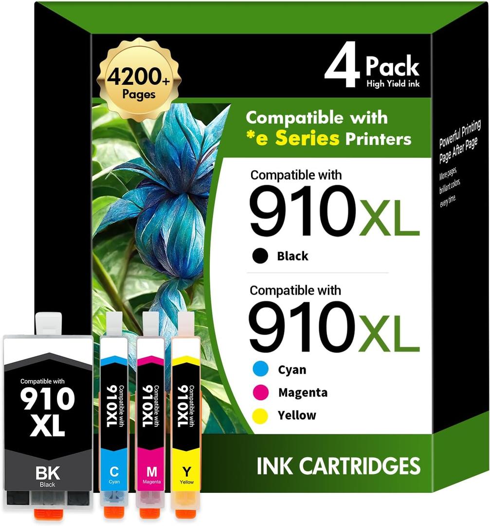 910XL 910 8015e 8025e Ink Cartridges Replacement for HP Ink 910XL Black and Color Combo Pack OfficeJet Pro 8015e 8025e 8020 8028e 8035e 8010 8034e 8020e 8025 8030 8028 8035 Printer
