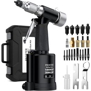 Proster Pneumatic Hydraulic Rivet Nut Set  3086LBF HeavyDuty Riveters Setting Kit for M4 M5 M6 M8 M10 1/4" 5/16" 3/8" Nuts with Storage Case