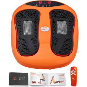 Power Legs Electric Foot Massager Machine with Remote Control, Adjustable Speed, Vibration - Calf Massager - Feet Massager for Neuropathy Pain Relief, Plantar Fasciitis, Leg Blood Circulation (Orange)
