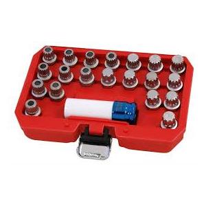 Set of 21, Wheel Lock Key Set, AntiTheft Lock Lug Nut Screw Remover Wheel Lock Removal Kit with 1/2 inch (12.7mm) Socket Adapter for Mini Series