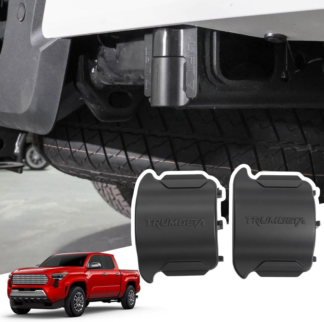 Trumgeta Pair All Black Rear Bumper Crossmember End Caps for 4th Gen Toyota Tacoma Accessories 2024 2025 2026 Waterproof Rubber Stopper Cover Protection
