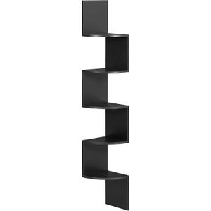 VASAGLE Corner Shelf Wall Mount, 5-Tier Floating Corner Bookshelf, Plant Shelf for Bedroom, Living Room, Bathroom, Home Office, Ink Black, 1 Set