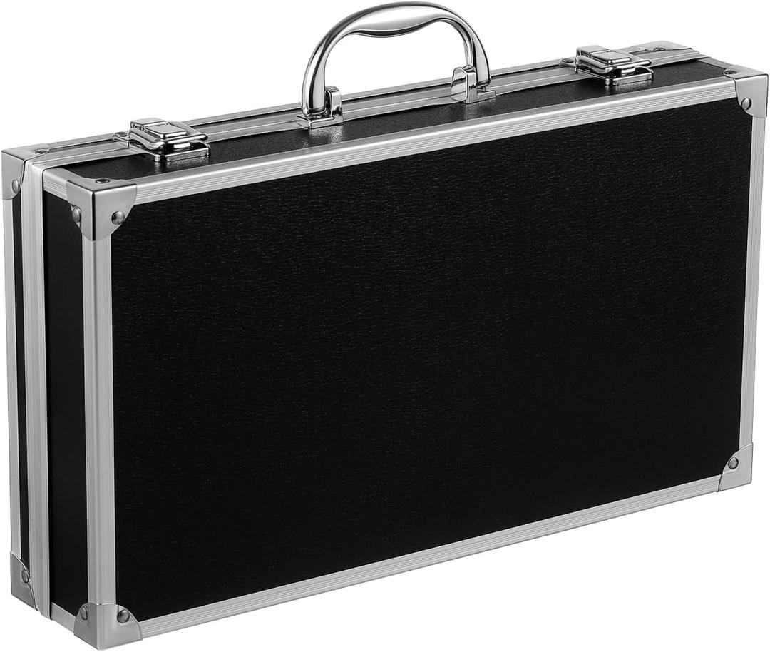 ERINGOGO Aluminum Attache Case - 14inch Lock Metal Briefcase with Ripple Foam, Hard Aluminum Carrying Case, Universal Portable Case for Laptop/Luggage/Instrument, Black, 36X20CM