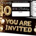 Let's Party Birthday Invitations, 40th Birthday Invites For Women Men, Gold Balloon Theme, 20 Invitations with 20 Envelopes, Party Favors Supplies Decorations(38inches) A08