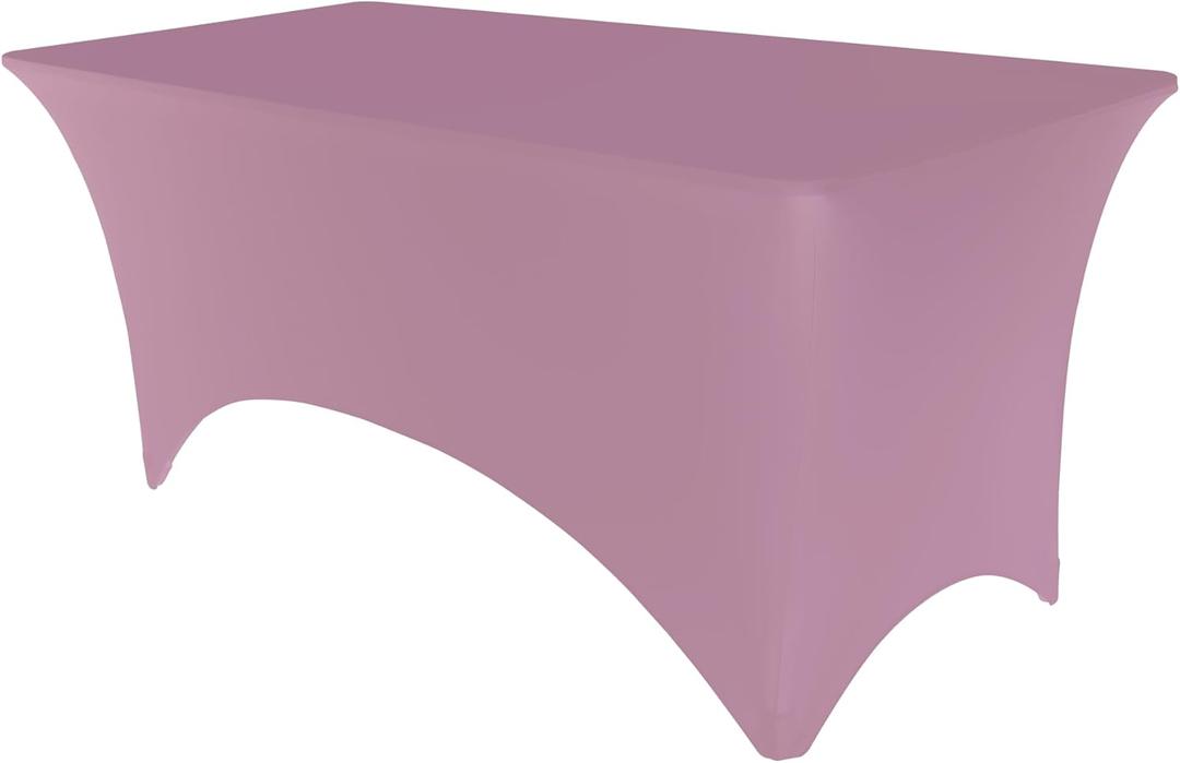 Pomp Stretch Pink 4 Foot Spandex Tablecloth | Wrinkle + Stain Resistant Easy Care Premium Fabric | Fits 4FT Rectangle Table