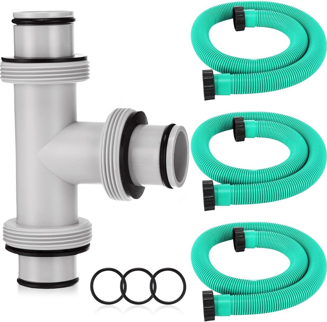 Frienda 1.5" to 1.5" T Joint Pool Hose Connector with 3 Pcs 1.5" Diameter Pump Replacement Hose 59" Long, Pool Hose Adapter and Replacement Accessories Fitting for Filter Pump(Mint)
