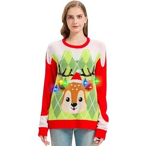 MGparty Ugly Christmas Sweater for Women 2025 Christmas Cute Light Up Sweaters Holiday Party Novelty Funny Pullover, XL