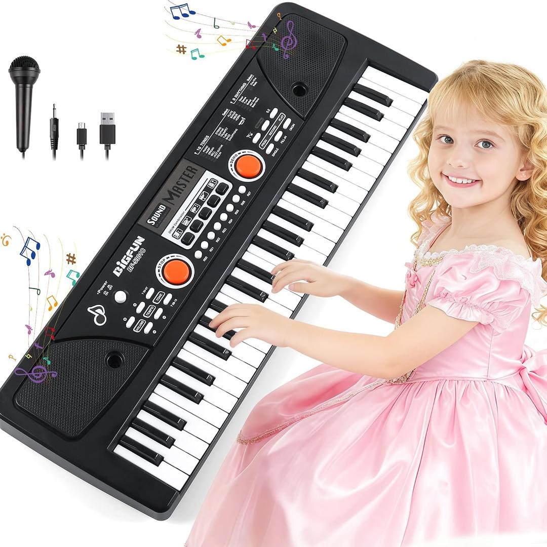 Kids Piano Keyboard, 49 Key Electric Piano Musical Learning Toy for Beginners with Microphone, Music Toys Birthday Xmas Gifts for Kids Toddlers 3-12 Years Old