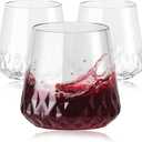 40 Pack Rhombus Plastic Wine Glasses,Heavy Duty Disposable Wine Champagne Whiskey Glasses Unbreakable Clear Plastic Cocktail Glasses for Party Wedding Birthday (Transparent-Rhombus-13.5oz)