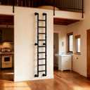 9FT Wall Mounted Ladder Heavy Duty 450lbs Capacity, 9-Step Steel Pipe Fire Escape Ladder for Egress Window & Basement, Industrial Wall/Floor-Mounted Loft