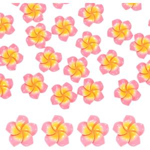 M METERXITY 19-Pcs Resin Flowers, 0.98inch/2.5cm Artificial Plumeria Flowers Flatback Mini for DIY Crafts/Dress/Wedding/Party Decoration, Fake Hawaiian Petals [Fuchsia]