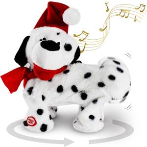 Gfilay Shaking Santa Dog Toy, Singing and Dancing Plush Puppy, Animated Christmas Plush Toy, Funny Interactive Santa Claus Dog Figure, White Elephant Gift for Kids and Families, Holiday Holiday Decor