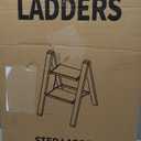 Taranta 2 Step Ladder,Aluminum Lightweight Folding 2 Step Stool with Anti-Slip Wide Pedal, 330lbs Capacity Step Ladder for Household,Kitchen,Office - BlackWoodgrain