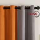 F-CHU 100% Blackout Curtains for Bedroom Grey and Burnt Orange Patchwork Curtains Thermal Insulated Room Darkening Window Drapes for Living Room Grommet 63 inch Long 2 Panels